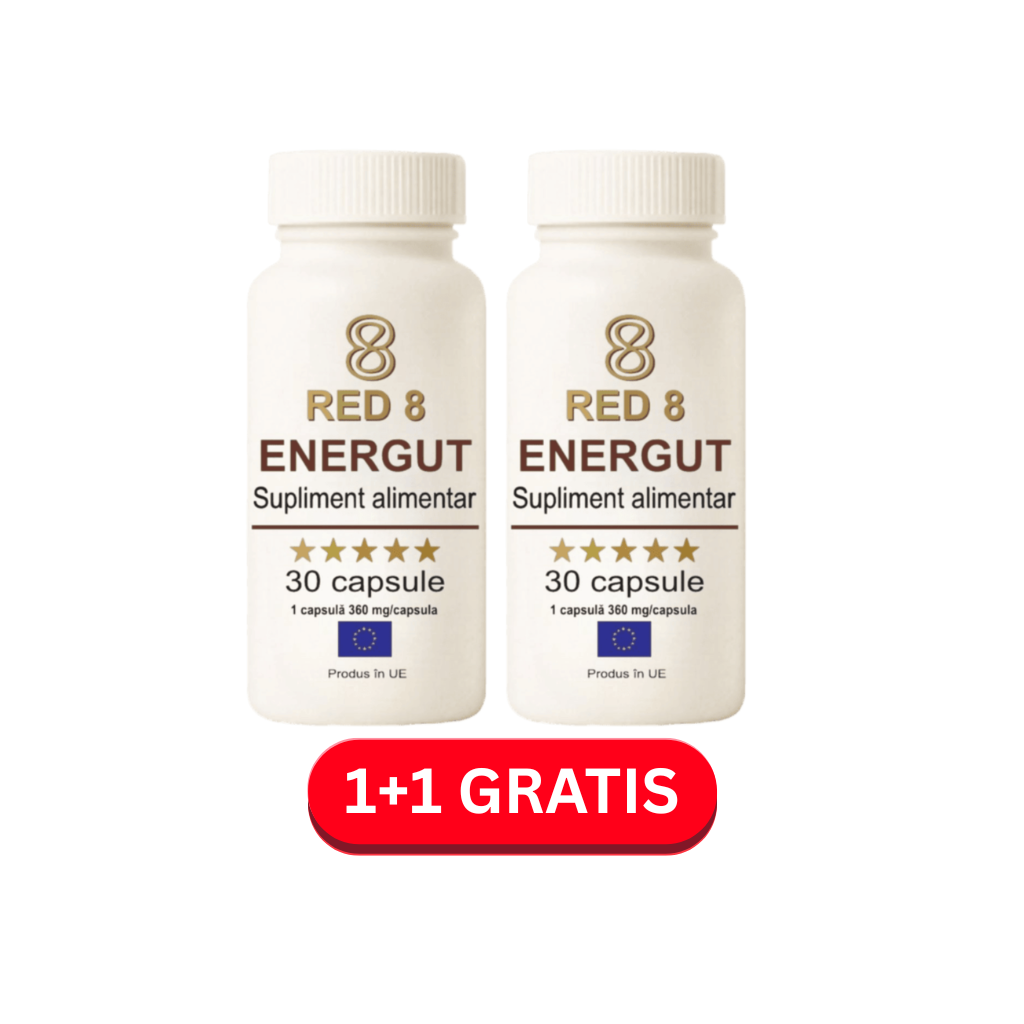 Energut RED8 – supliment alimentar cu cofeină, ceai verde, guarana, vitamina B6, crom și vitamina B12