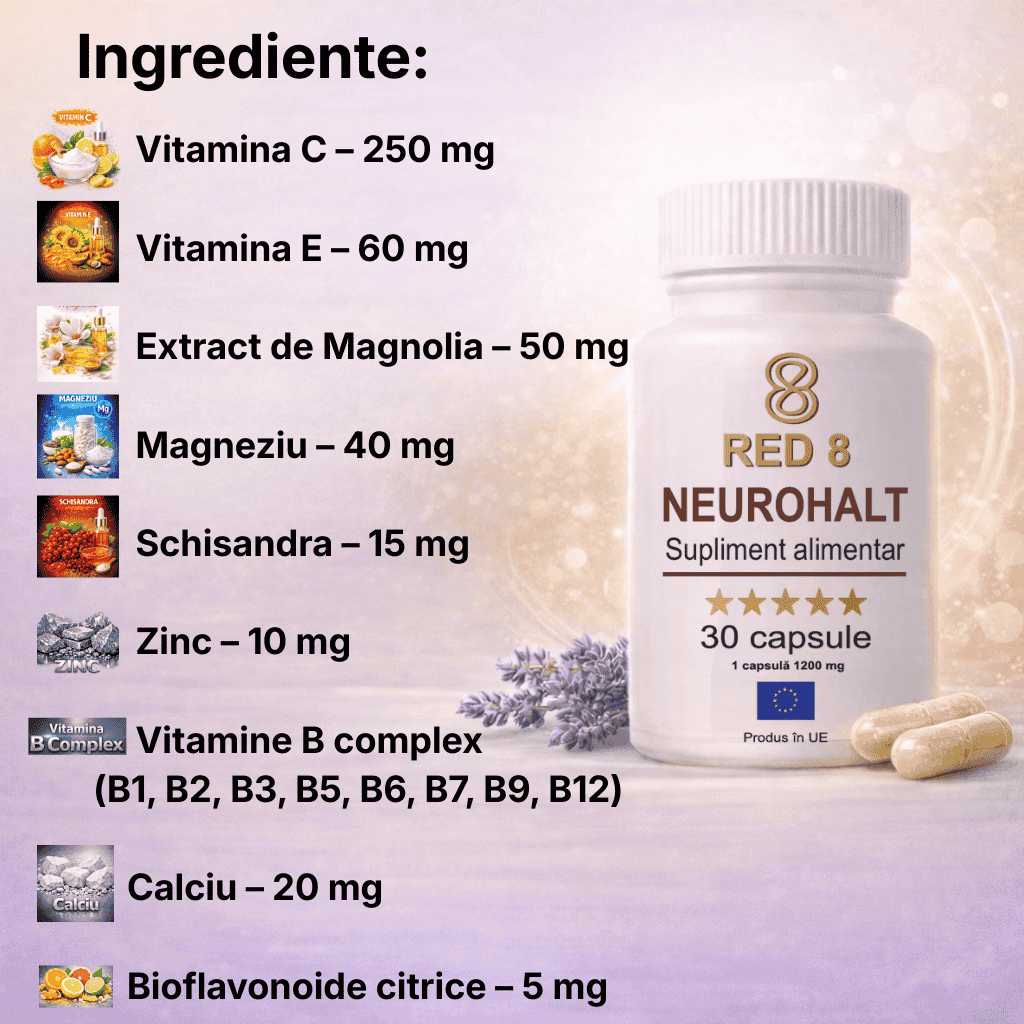 Ingrediente active Neurohalt – adaptogeni, vitamine și minerale pentru susținerea echilibrului mental